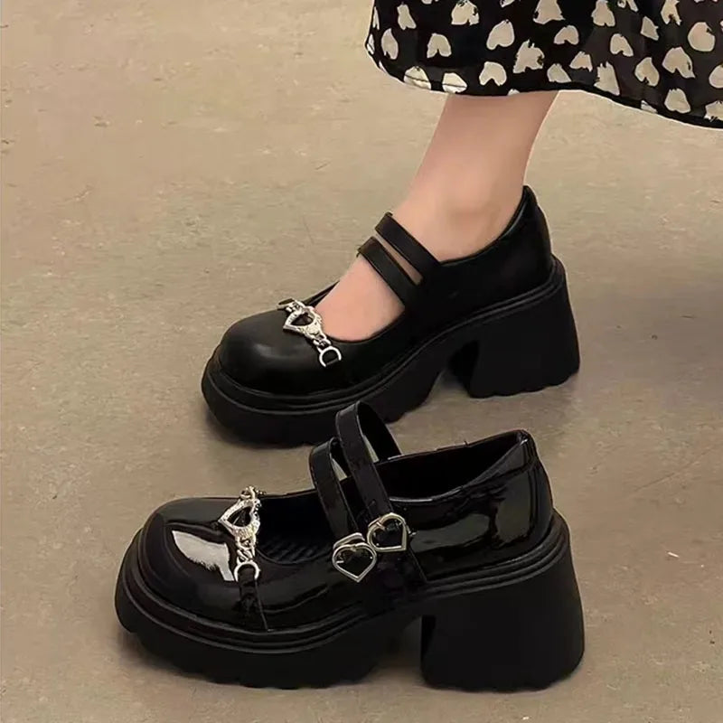 Lolita Heart Buckle Shoes