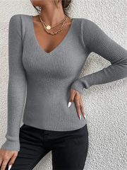 Cozy Stripe Knitted V-Neck Sweater