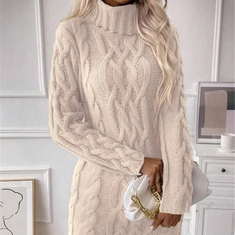 Elegant Knit Turtleneck Dress