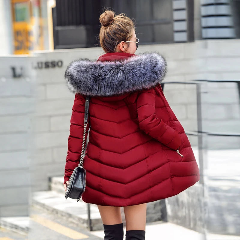 Cozy Women’s Long Fur Collar Coat