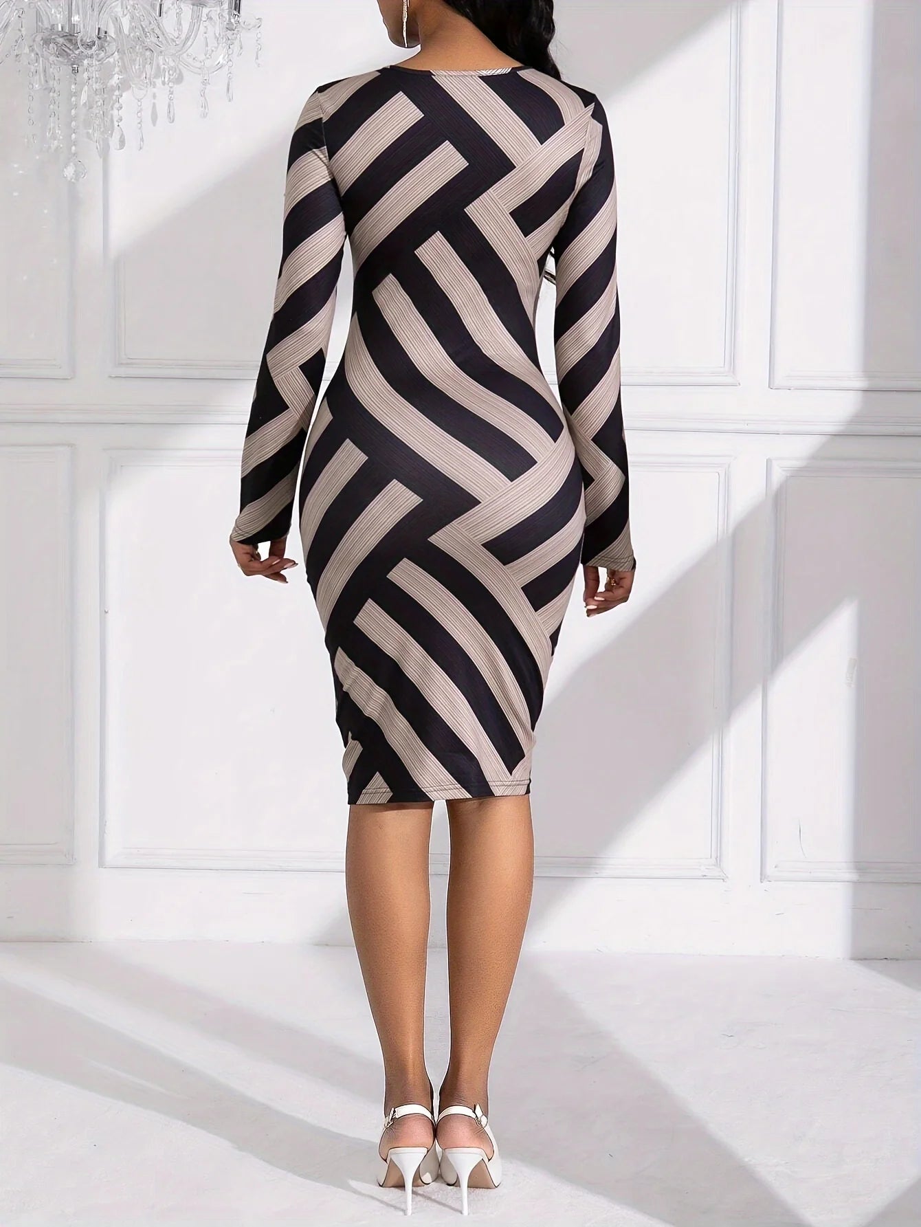 Elegant Stripe Print Dress