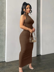 Ribbed Elegance Sexy Slit Dress