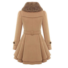 Elegant Woolen Ruffle Coat