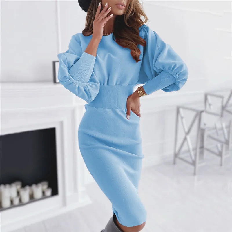 Lantern Sleeve Office Dress