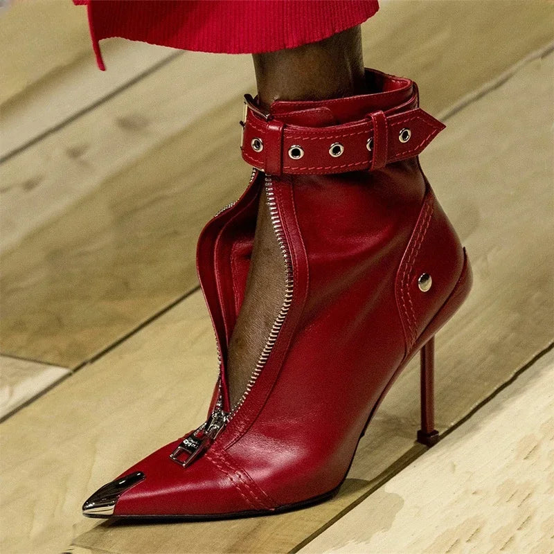 Belt-buckle High Heel Boots