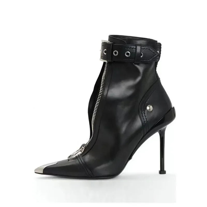 Belt-buckle High Heel Boots