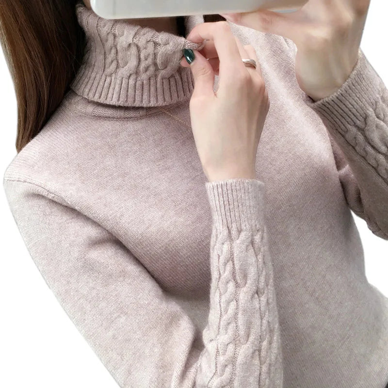 Cozy Khaki Turtleneck Sweater