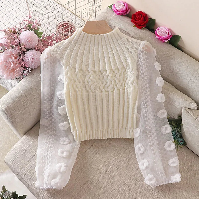 Elegant Knit Puff Sleeve Sweater