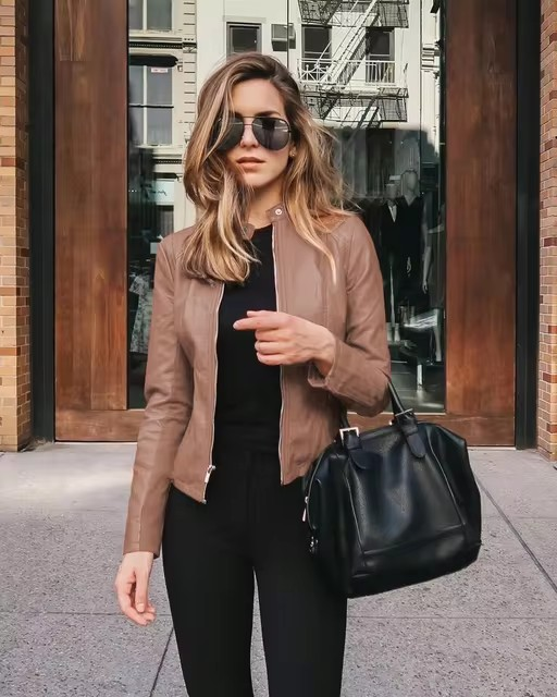 Vintage Leather Women's Bomber Jacket