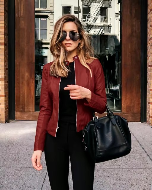 Vintage Leather Women's Bomber Jacket