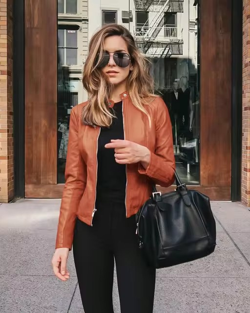 Vintage Leather Women's Bomber Jacket